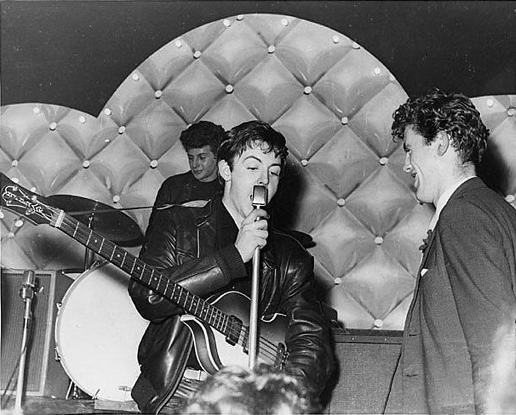Sam Leach (right) with Paul McCartney and Pete Best