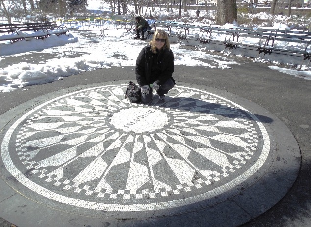 Shelley at the Imagine Memorial in Central Park